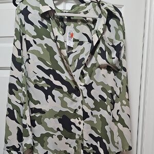 Torrid Green Camo Button-Up Shirt